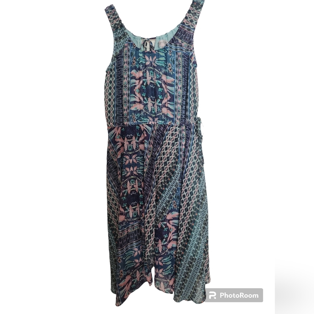 NANETTE Lapore Blue Pink Floral Print Sleeveless Dress SZ 10